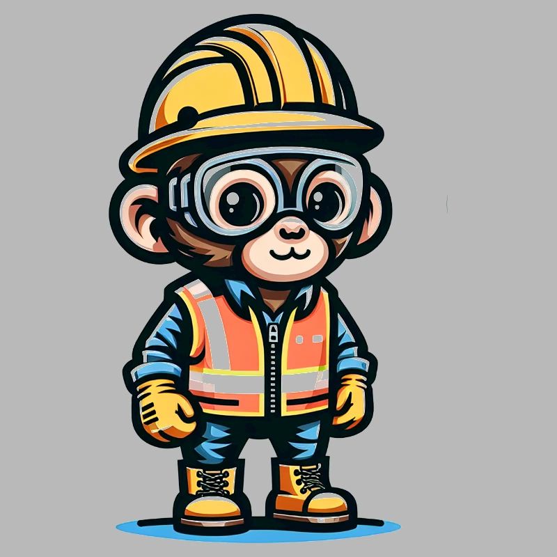 Cute Monkey Construction Worker