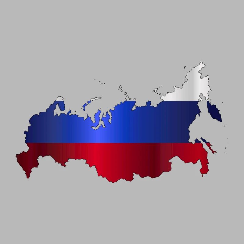 Russian Modern Flag Silhouette Map