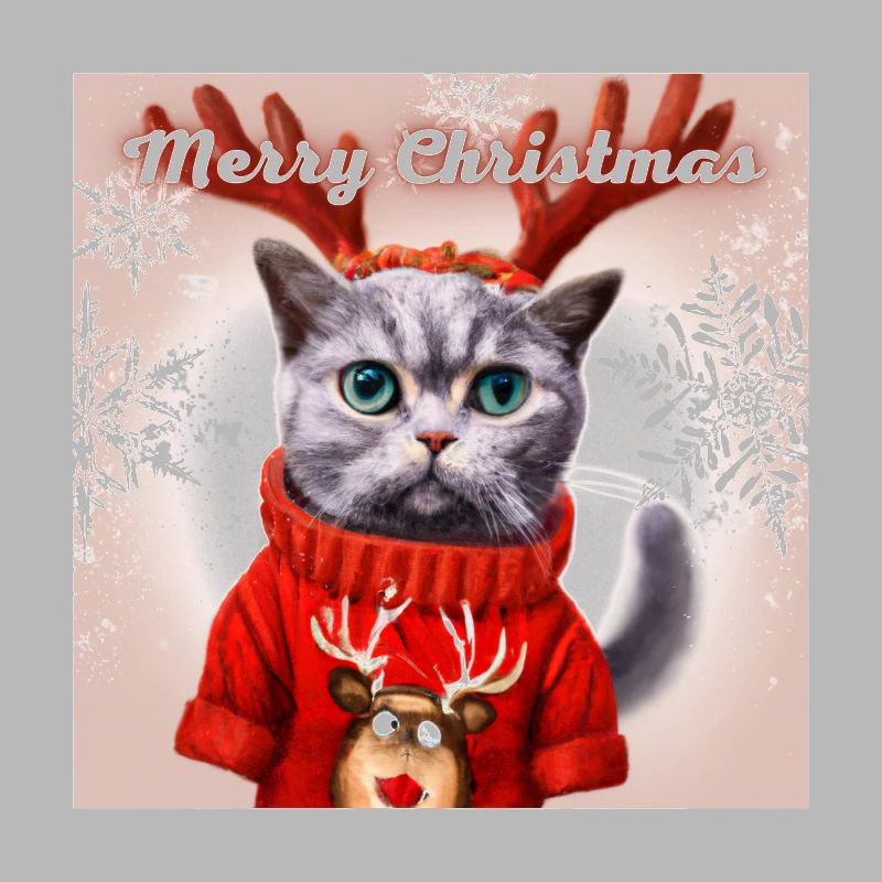 Süße britische Katze im Weihnachtspullover.
