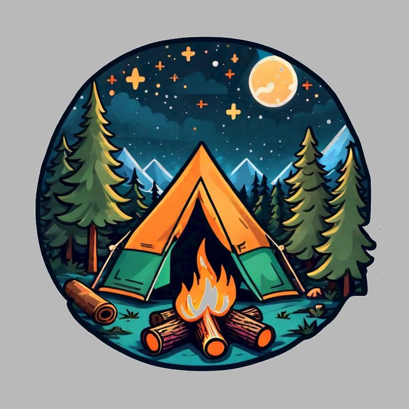 Camping, tent and campfire