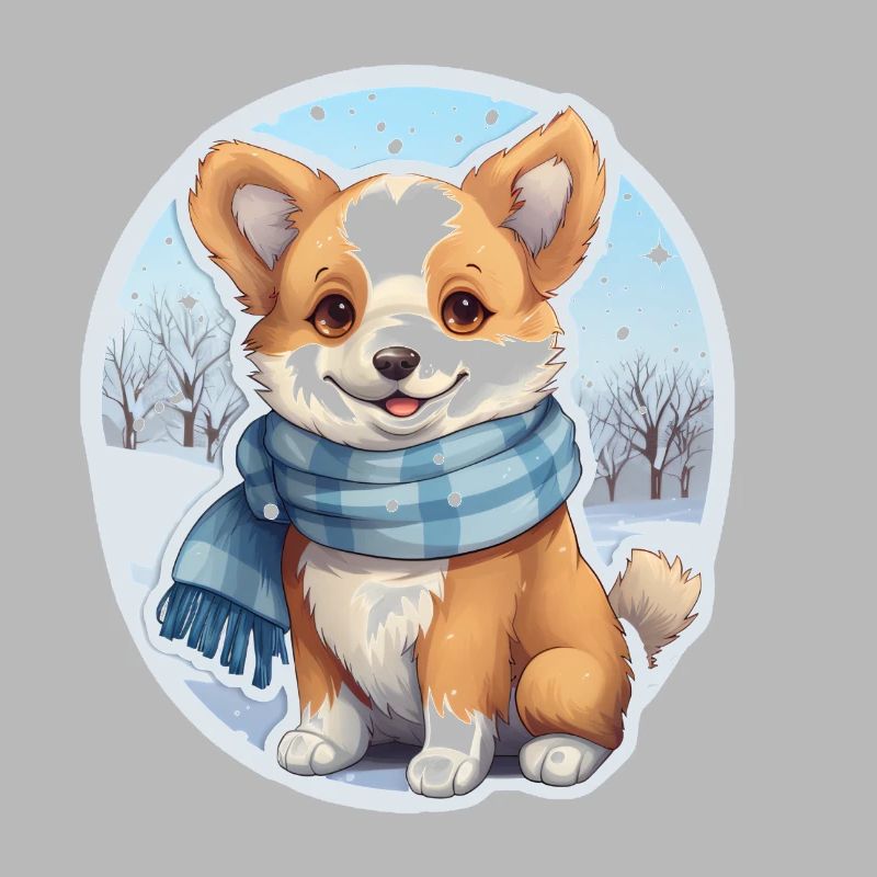Welsh Corgi avec écharpe