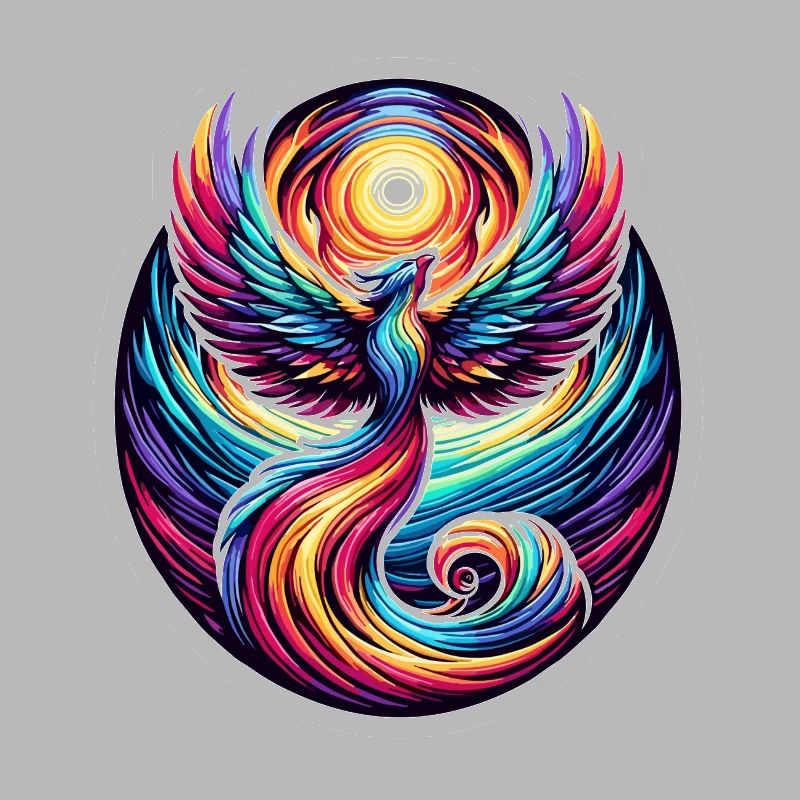 Psychedelic Rainbow Phoenix Tee Design