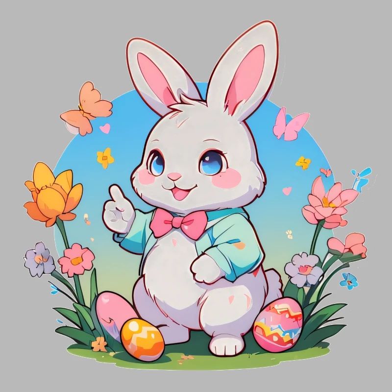 Easter bunny walking in the spring sun