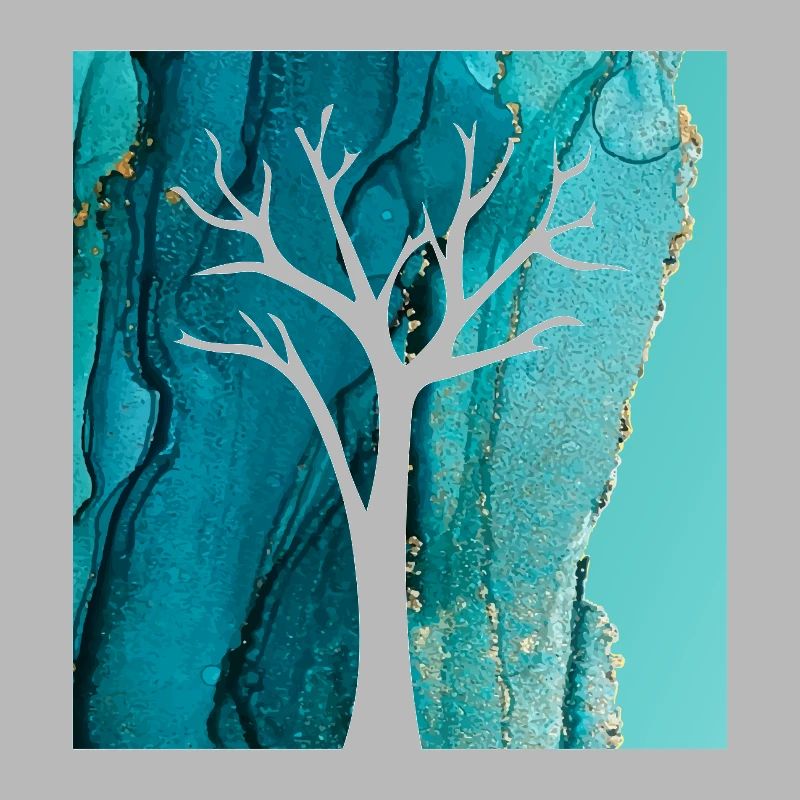 White Tree with Abstract Marble Background
