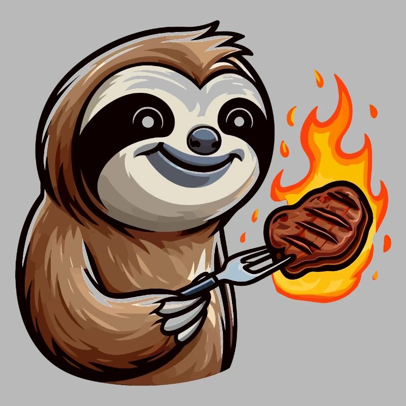 Sloth grilling steak