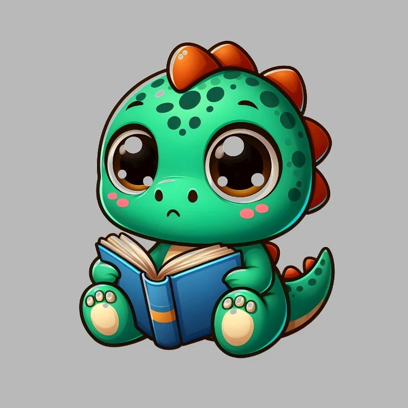 Dino liest ein Buch