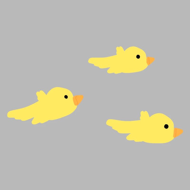 three birds yellow symbol fly