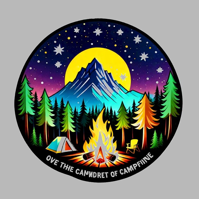 Camping, tent and campfire