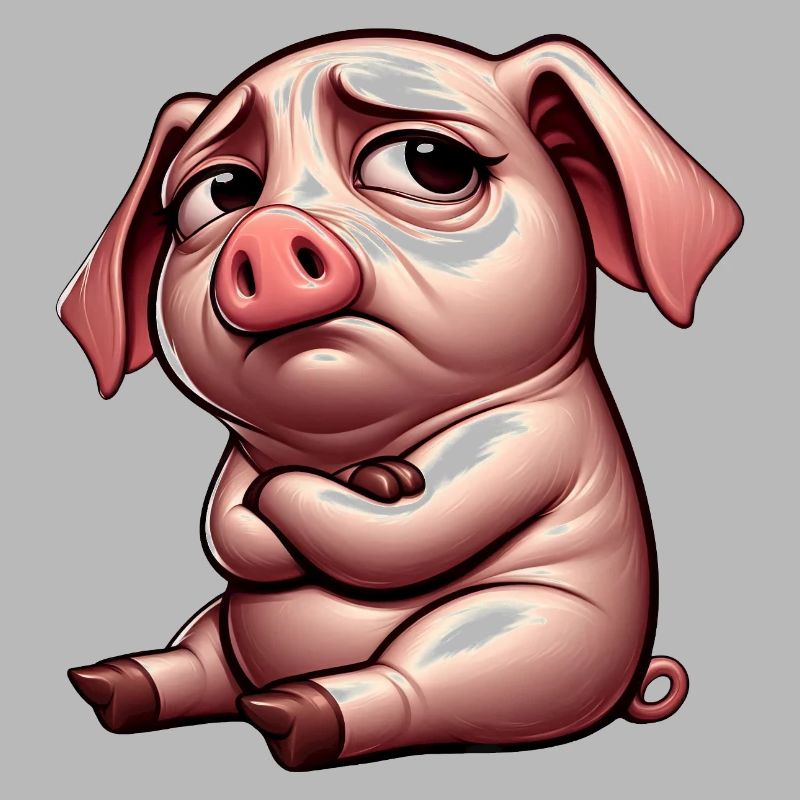 Mignon cochon de dessin animé têtu avec entrelacé