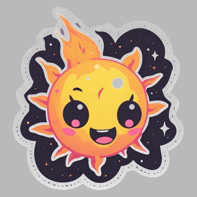 Boule de feu heureuse et dure dans l’espace