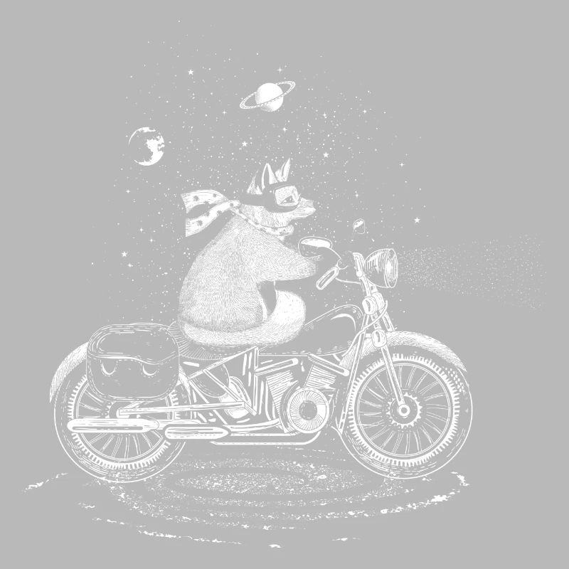 A fox rides a motorcycle