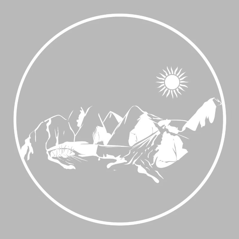 Circle Stamp Mountain Landscape Moonlight