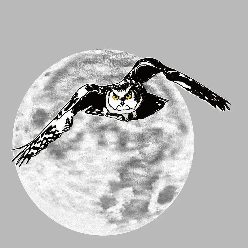 Eule vor Mond