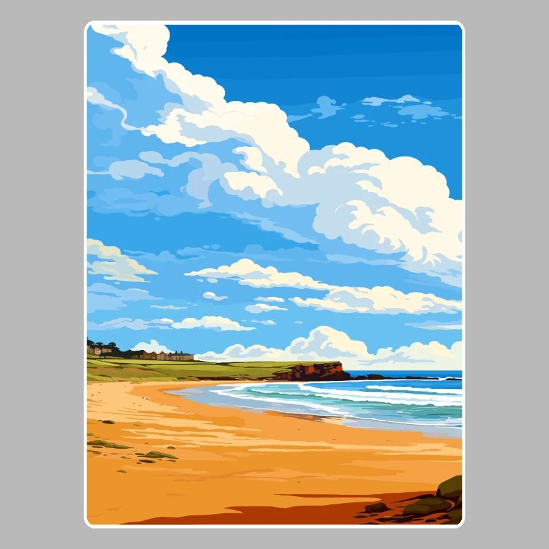 Constantine Bay, Cornouailles, Angleterre, Affiche de voyage, WPA