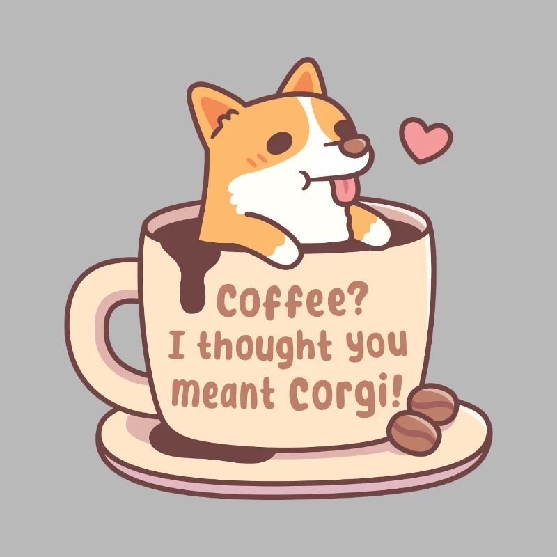 Süßer Corgi in Becherkaffee Ich dachte, du meinst Corgi