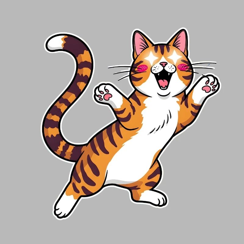Fröhliche getigerte Katze Sprungfreude