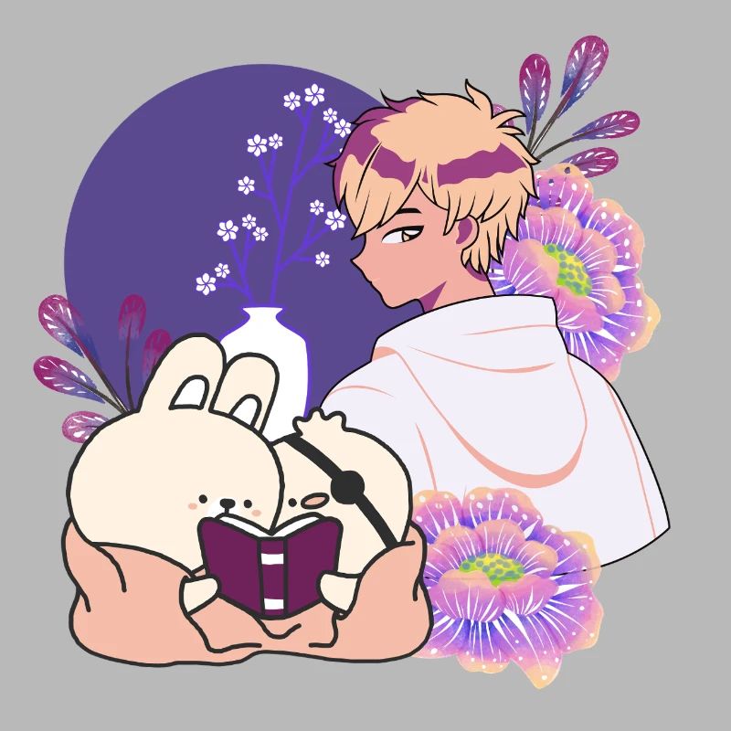 Anime Boy and Animals with Eye Patch Art