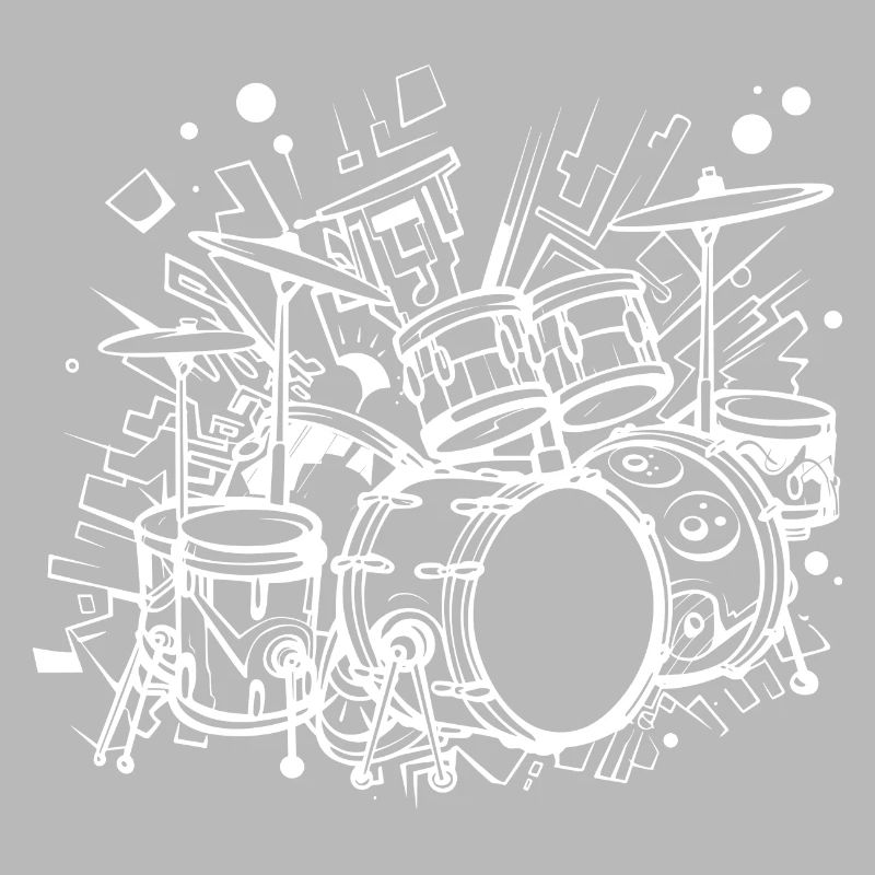 Drum Kit Line Art