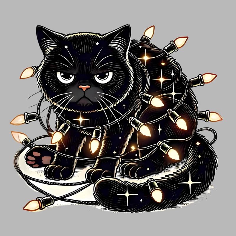 Grumpy Christmas Cat. Meow but please without tinsel