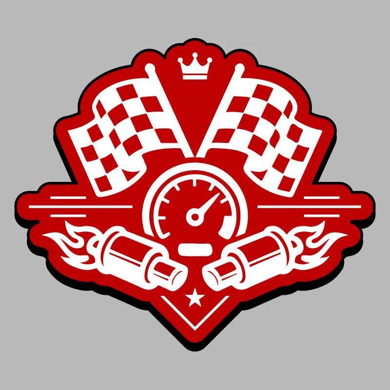 Drapeau de course, compteur de vitesse d'échappement