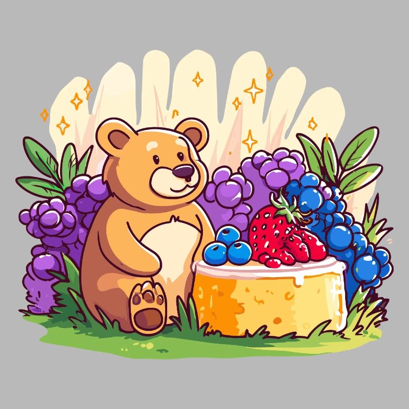 Cuddly bear on fruit cake
