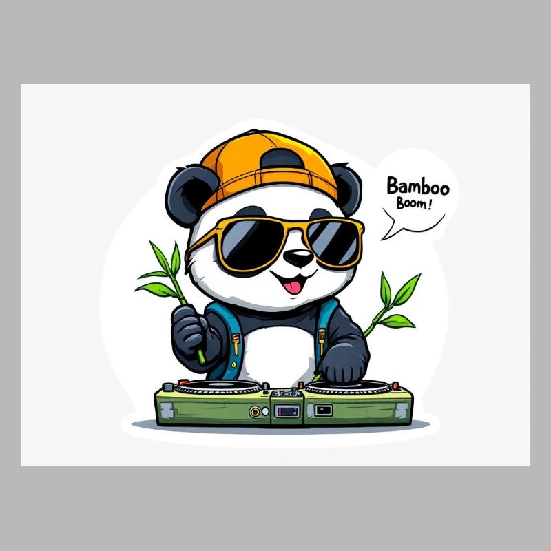Panda DJ avec Bâtons de Bambou