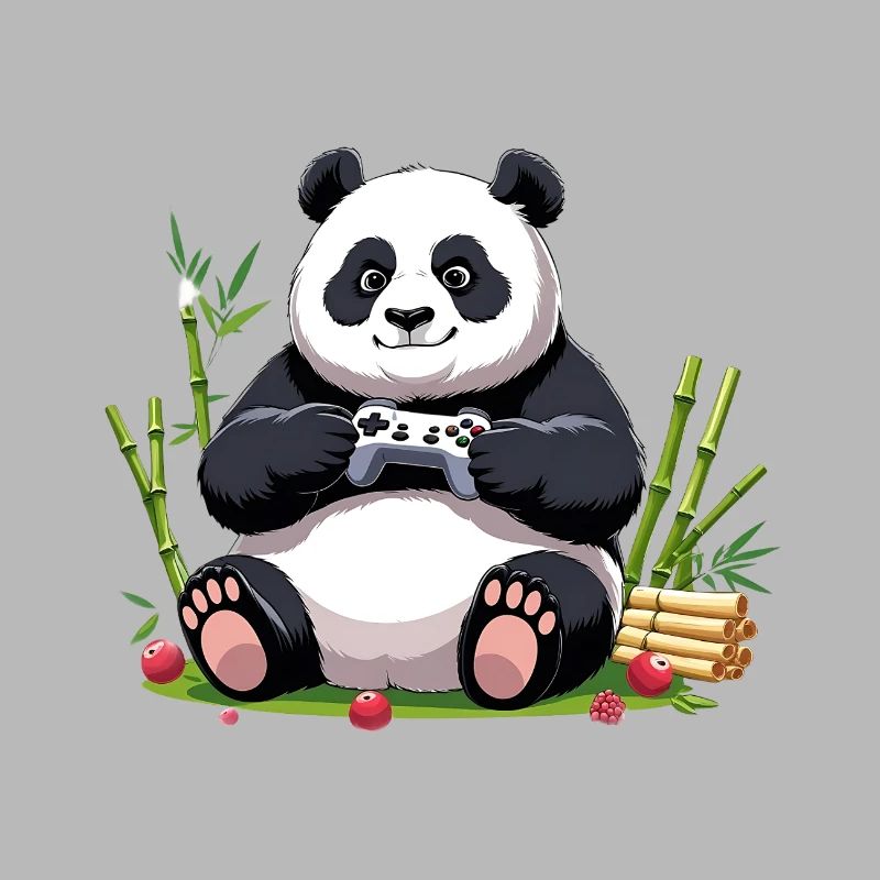Niedlicher Panda mit Gaming-Controller