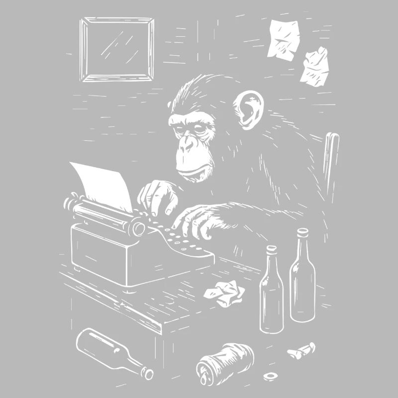 Ape Typist on Vintage Typewriter
