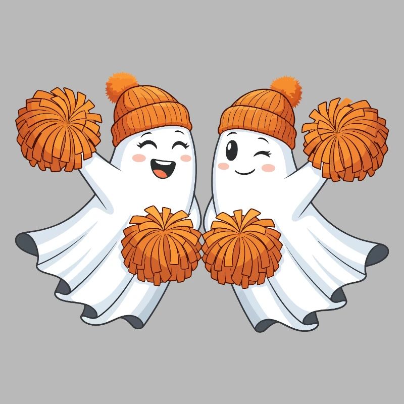 Fantômes mignons avec des pompons