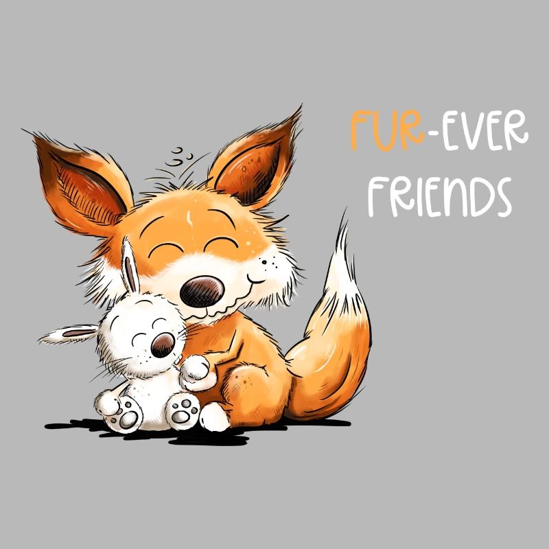 Fox with Rabbit Friendship Saying