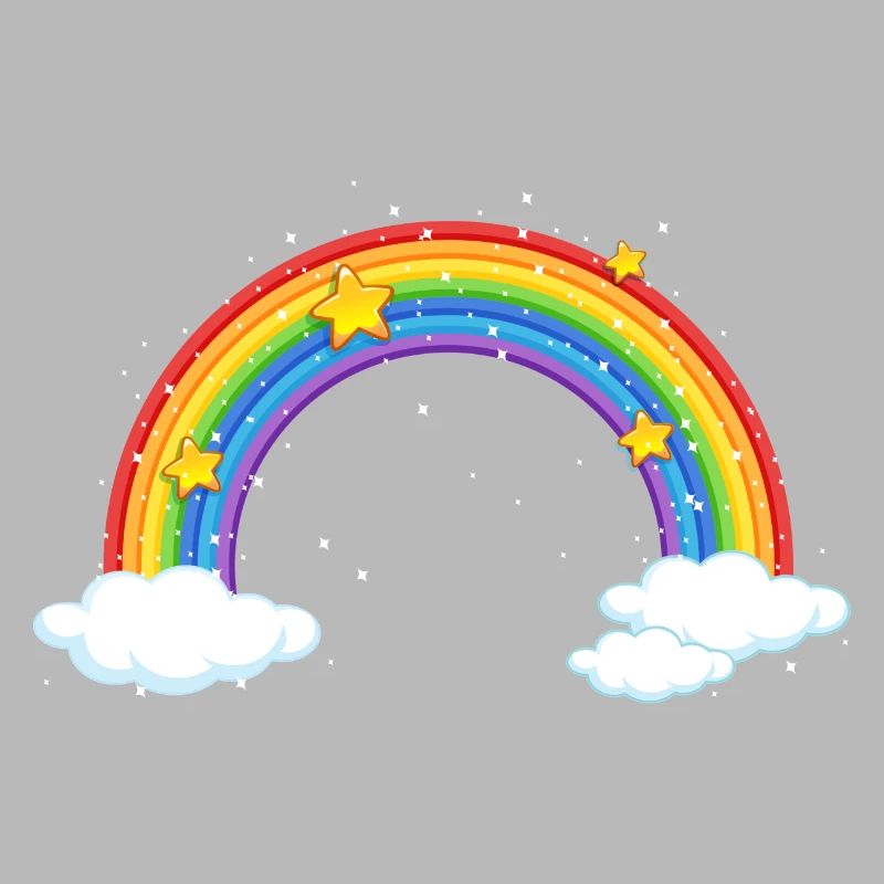 Bright Cartoon Rainbow with Clouds