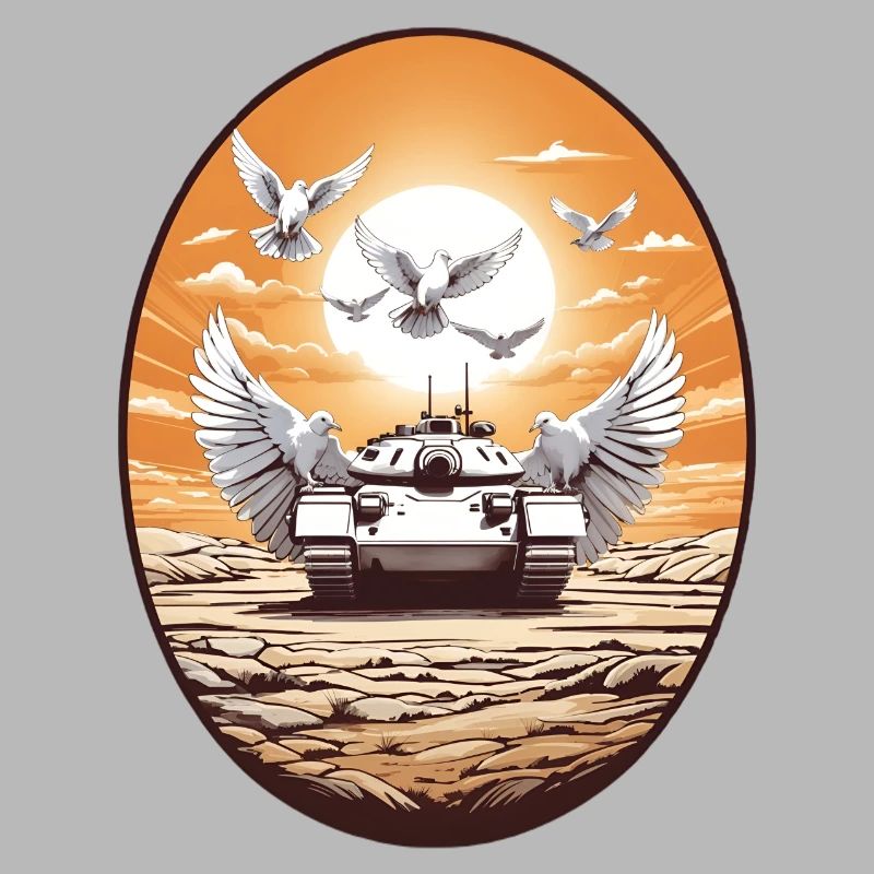 Panzer mit Friedenstauben