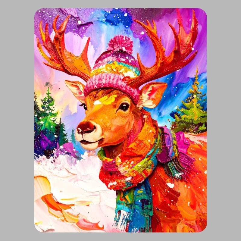 Reindeer with bobble hat