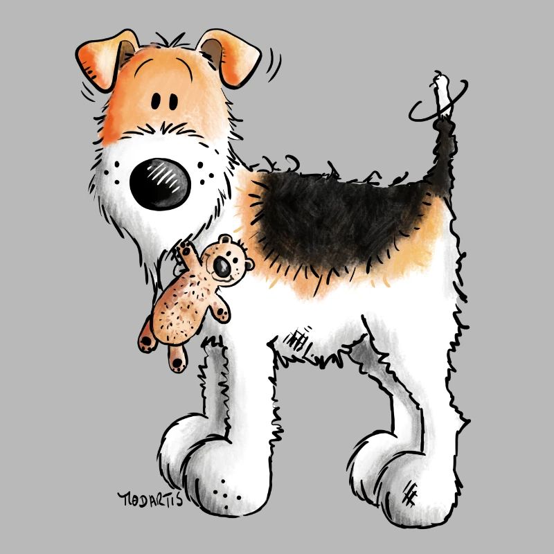 Foxterrier mit Teddy - Teddys - Plüschtier - Hund