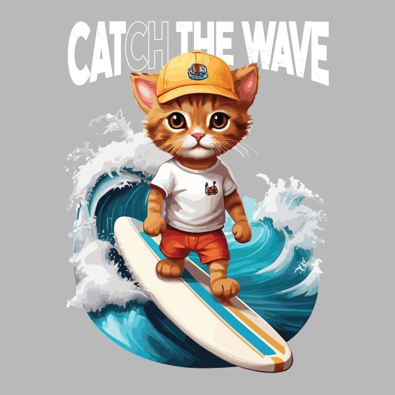 Chat Surfeur Attrape la Vague