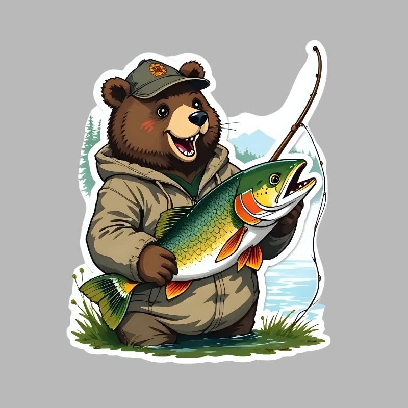Anglerbär mit Forelle