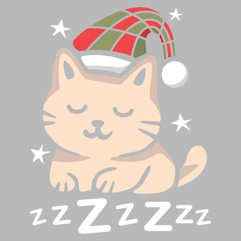 Sleeping Christmas Cat with Hat