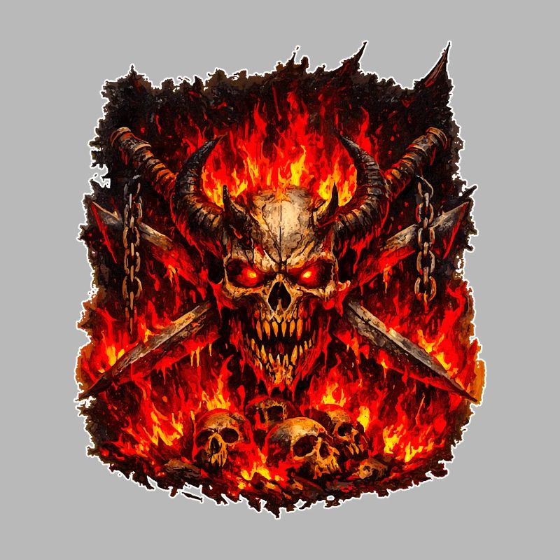 Crâne de Feu avec des Cornes