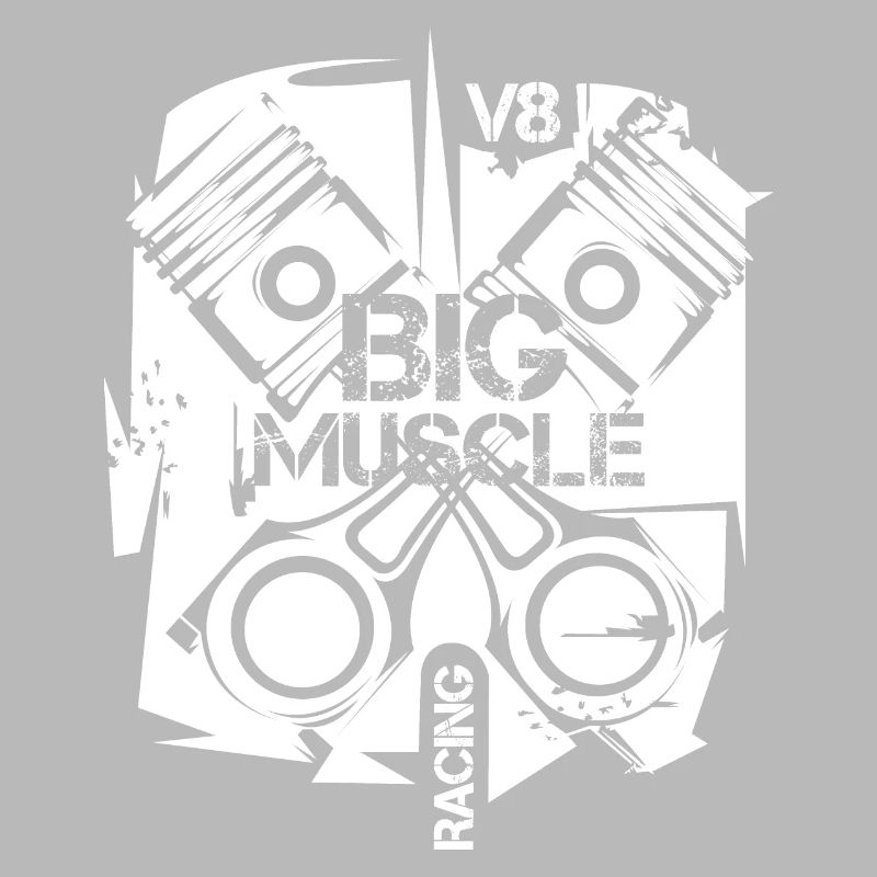 v8 musclecar piston engine car illustration logo