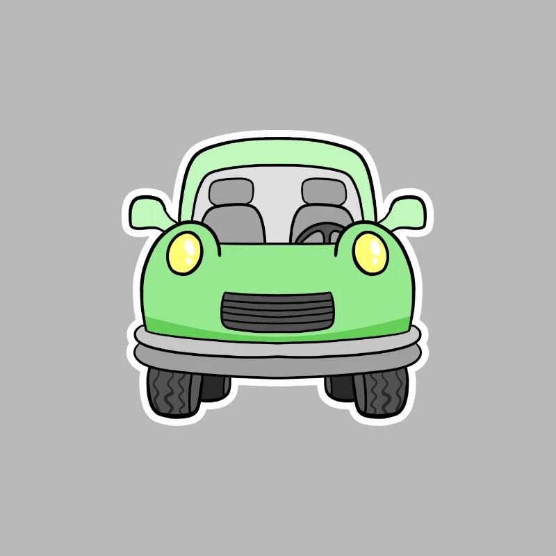 Cheerful green wagon front view