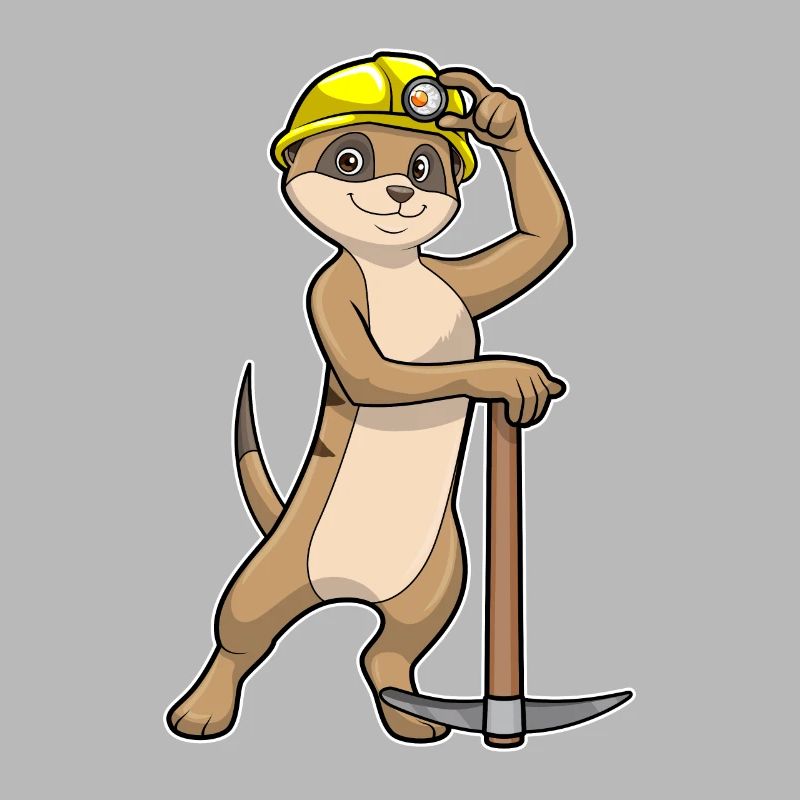 Erdmännchen als Bergarbeiter mit Spitzhacke