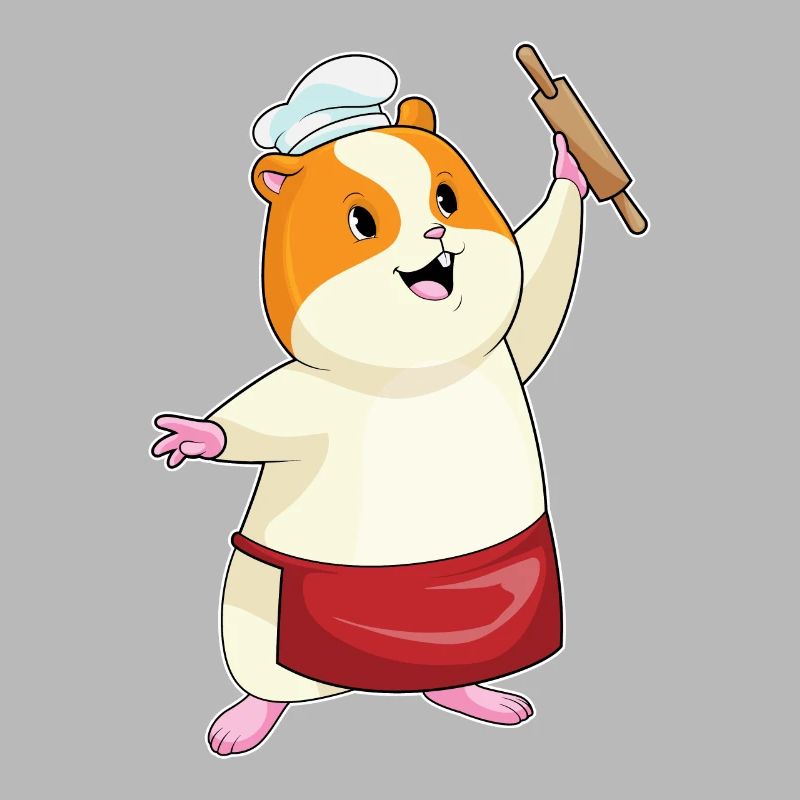 Hamster as a baker with rolling pin