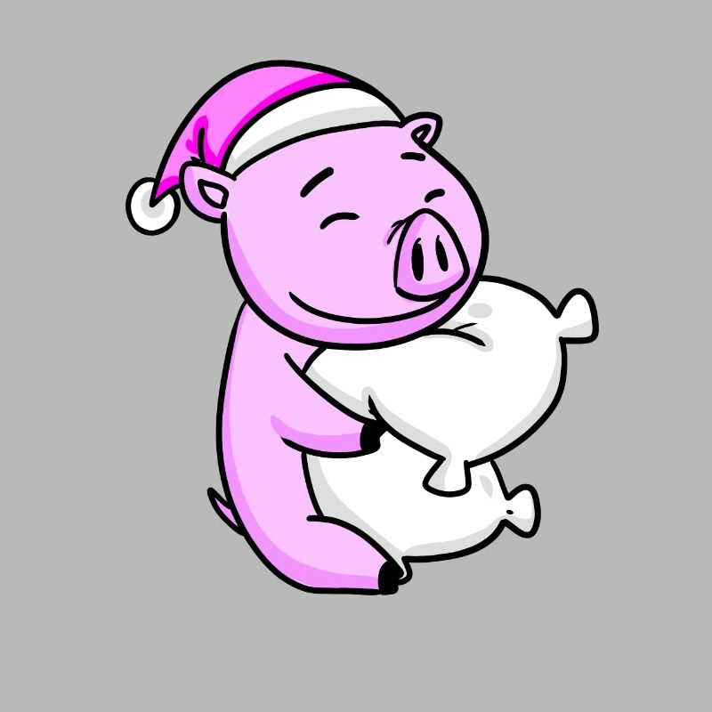 Cochon avec oreiller et bonnet de couchage