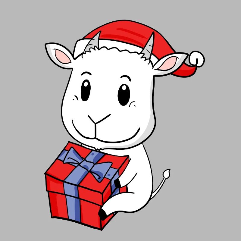 Bébé Chèvre de Noël avec cadeau