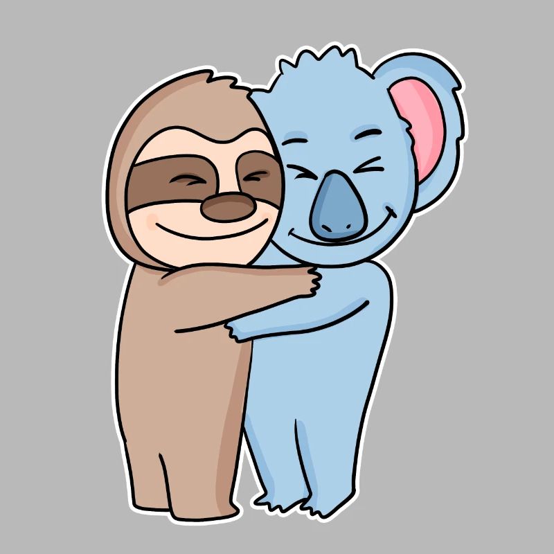 Sloth and koala hugging - hug