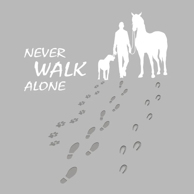 Never walk alone - Hund Pferd Reiter, Backprint