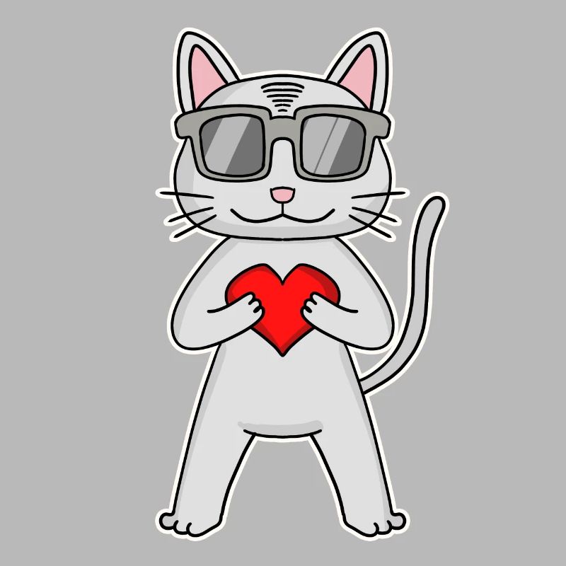 Katze mit Herz und Brille - Devon Rex