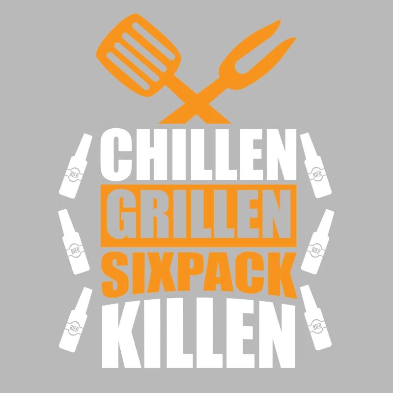 Chilling Grilling Sixpack Kill / BBQ Saying Funny