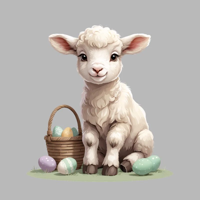 Pastel lamb with Easter eggs