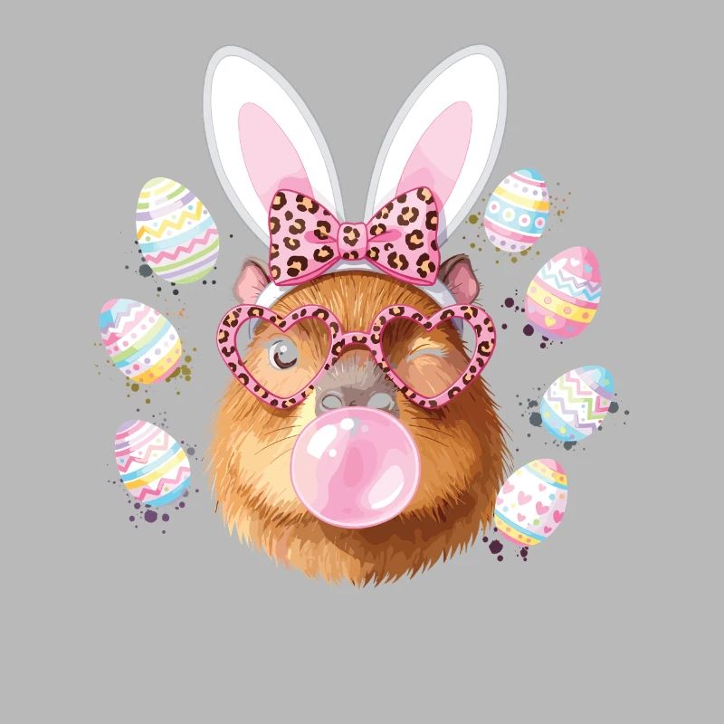 Capybara de lapin de Pâques avec lunettes léopard